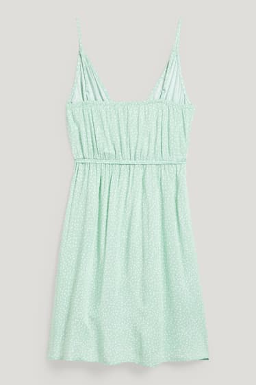 Femmes - Robe croisée - à pois - vert clair