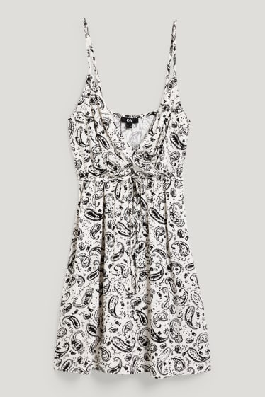 Women - Wrap dress - patterned - white / black