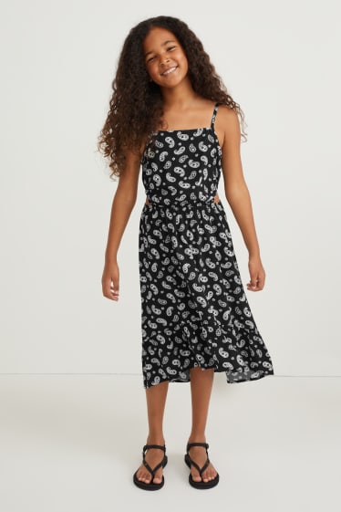 Kids Girls - Kleid - gemustert - schwarz