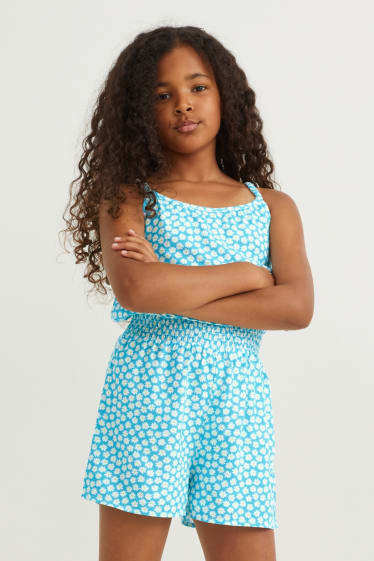 Bambine: - Tuta - a fiori - blu
