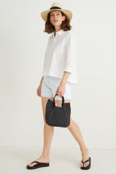 Femei - Pantaloni scurți de blugi - talie înaltă - denim-albastru deschis