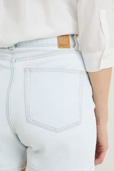 Femei - Pantaloni scurți de blugi - talie înaltă - denim-albastru deschis