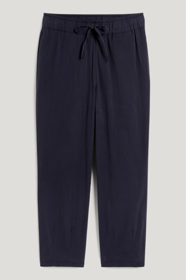 Women - Cloth trousers - high waist - boyfriend - dark blue