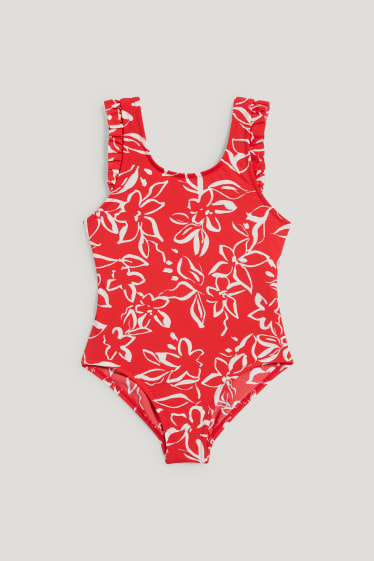 Toddler Girls - Baby swimsuit - LYCRA® XTRA LIFE™ - floral - red