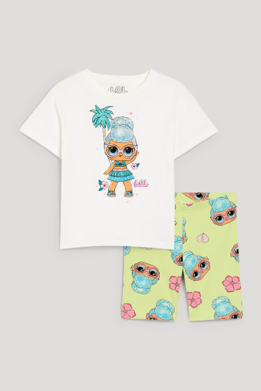 Toddler Girls - L.O.L. Surprise - set - short sleeve T-shirt and cycling shorts - cremewhite
