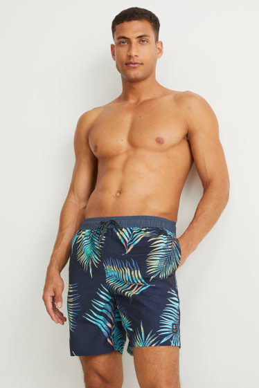 Men - Swim shorts - patterned - dark blue