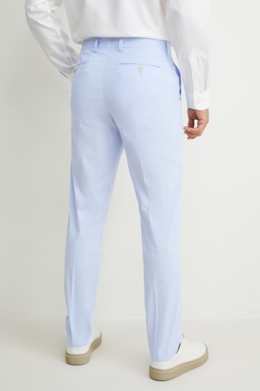 Pánské - Oblekové kalhoty - slim fit - pruhované - světle modrá