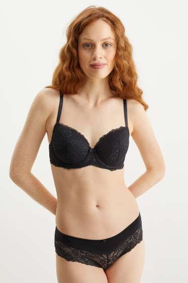 Donna - Reggiseno con ferretti - FULL COVERAGE - imbottito - nero