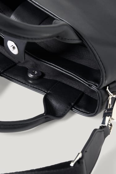 Women - Shoulder bag with detachable bag strap - faux leather - black