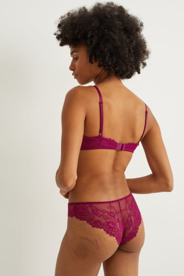 Donna - Reggiseno con ferretti - DEMI - imbottito - porpora
