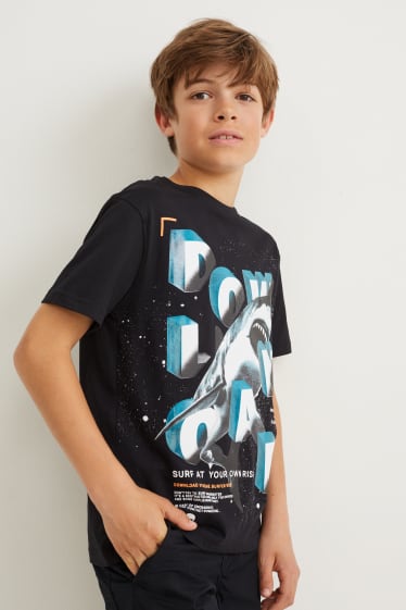 Reverskraag - T-shirt - zwart