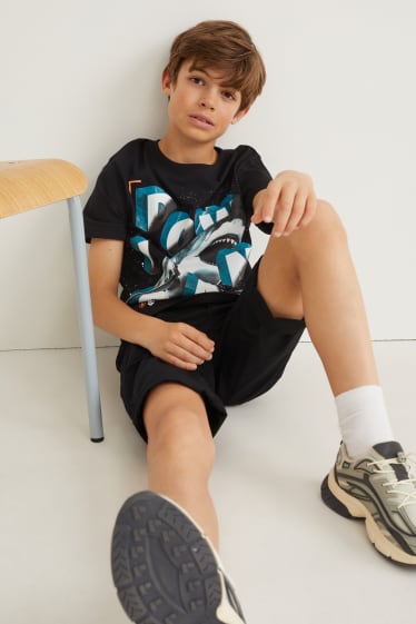 Reverskraag - T-shirt - zwart