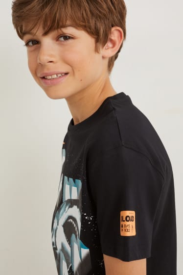Reverskraag - T-shirt - zwart