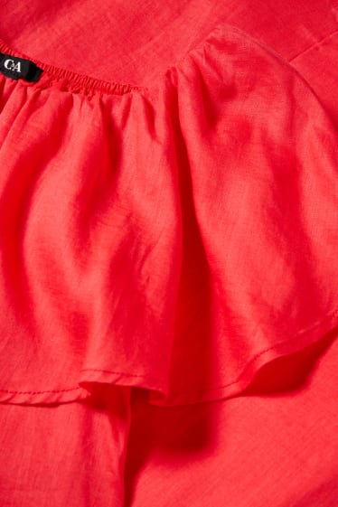 Femmes - Robe en lin - rouge