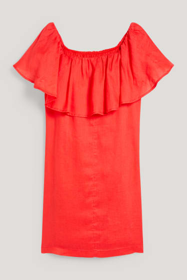Dames - Linnen jurk - rood