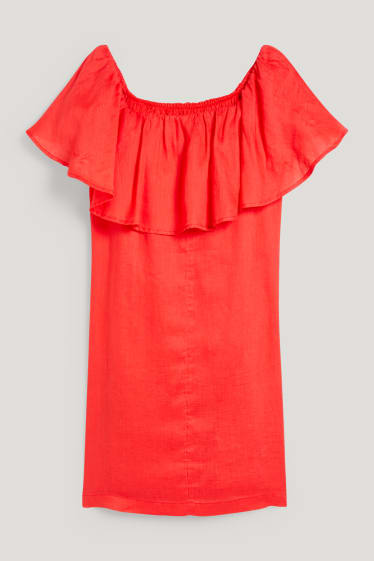 Femmes - Robe en lin - rouge