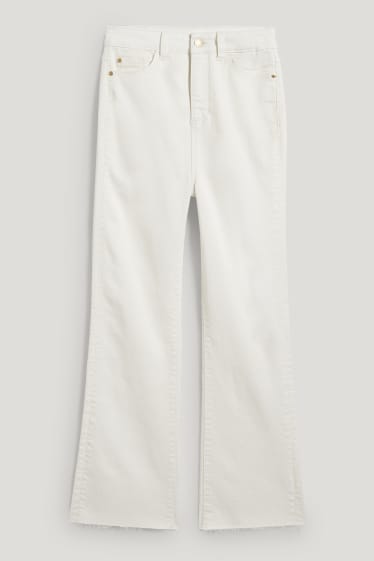 Femmes - Jean de coupe évasée - high waist - beige clair