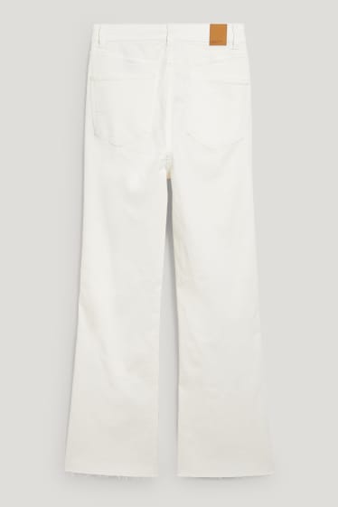Femmes - Jean de coupe évasée - high waist - beige clair