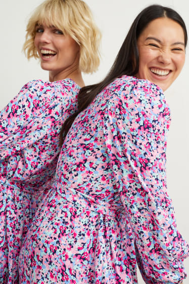 Dames - A-lijn-jurk - gebloemd - roze