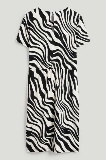 Damen - Fit & Flare Kleid - gemustert - schwarz / weiß