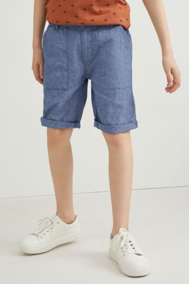 Toddler Boys - Bermuda - linnenmix - blauw