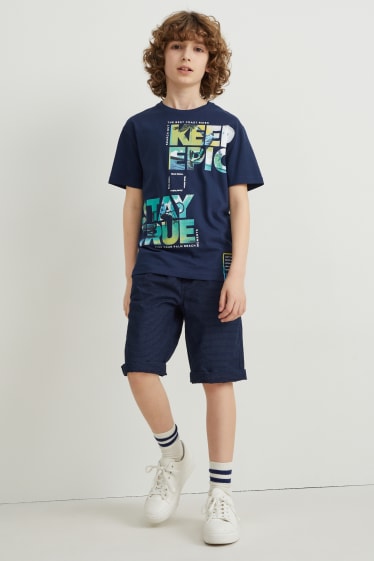 Reverskraag - Shorts - gestreept - donkerblauw