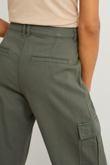 Donna - Pantaloni cargo - vita alta - tapered fit - verde scuro
