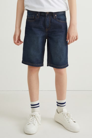 Reverskraag - Korte spijkerbroek - jeansdonkerblauw
