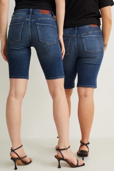 Dámské - Džínové bermudy - mid waist - jog denim - LYCRA® - džíny - modré