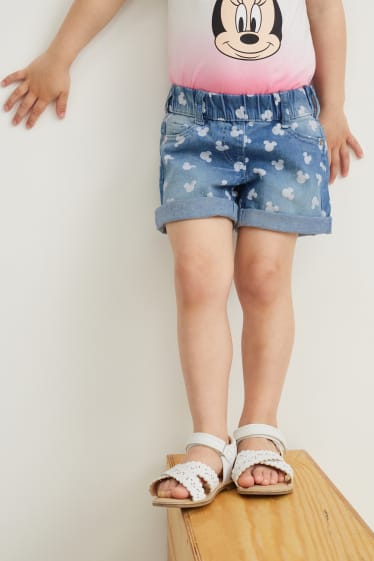 Toddler Girls - Minnie Mouse - set - korte spijkerbroek en scrunchie - 2-delig - jeanslichtblauw