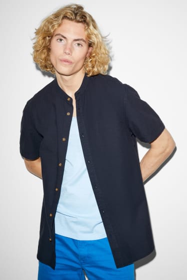 Clockhouse homme - Chemise - regular fit - encolure montante - bleu foncé