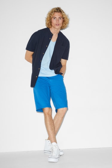Clockhouse homme - Chemise - regular fit - encolure montante - bleu foncé