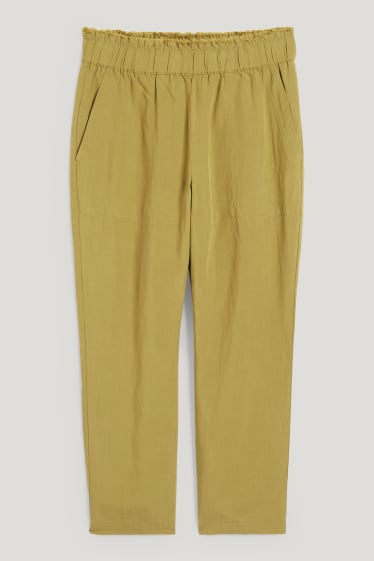 Women - Cloth trousers - high waist - tapered fit - green