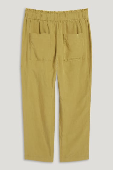Women - Cloth trousers - high waist - tapered fit - green