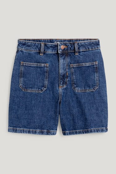 Femei - Pantaloni scurți de blugi - talie înaltă - LYCRA® - denim-albastru