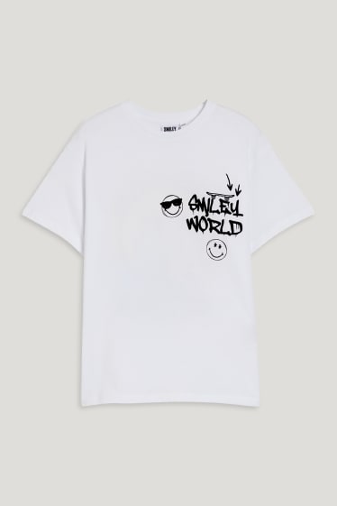 Reverskraag - SmileyWorld® - T-shirt - wit