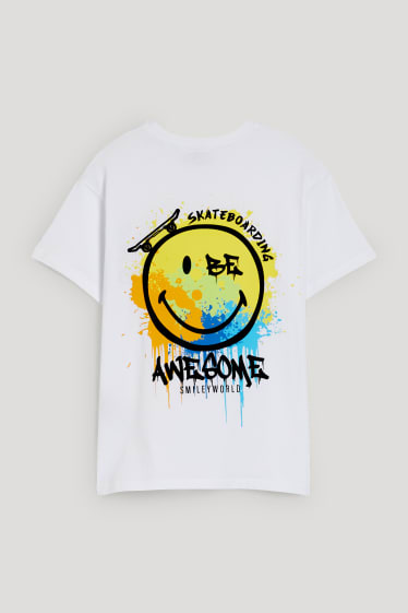 Reverskraag - SmileyWorld® - T-shirt - wit