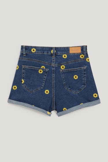 Clockhouse Girls - CLOCKHOUSE - Jeans-Shorts - geblümt - jeans-blau