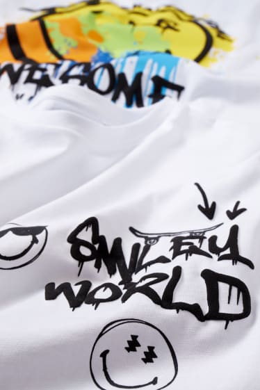Reverskraag - SmileyWorld® - T-shirt - wit