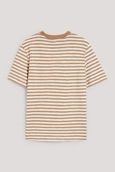 Kobiety - T-shirt - w paski - beżowy