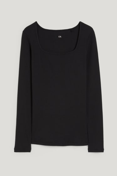 Women - Basic long sleeve top - black