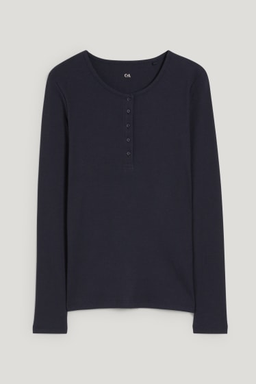 Dames - Basic longsleeve - donkerblauw