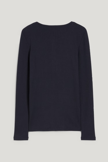 Dames - Basic longsleeve - donkerblauw