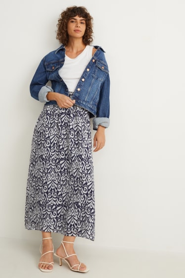 Dames - Rok - donkerblauw / crème wit
