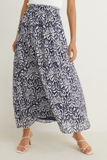 Dames - Rok - donkerblauw / crème wit