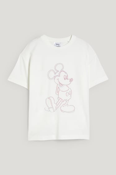 Dames - T-shirt - Mickey Mouse - crème wit