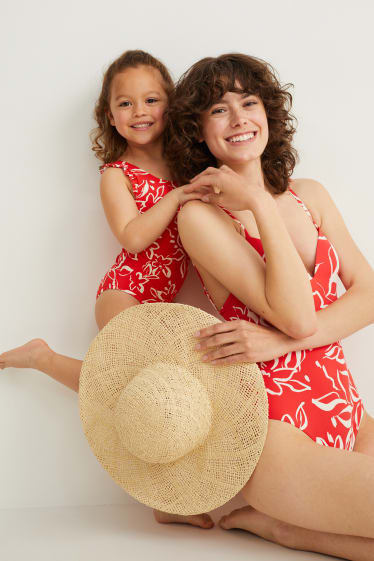 Toddler Girls - Baby swimsuit - LYCRA® XTRA LIFE™ - floral - red