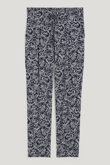 Donna - Pantaloni di stoffa - vita alta - tapered fit - fantasia - blu scuro / bianco