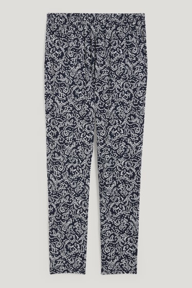 Donna - Pantaloni di stoffa - vita alta - tapered fit - fantasia - blu scuro / bianco