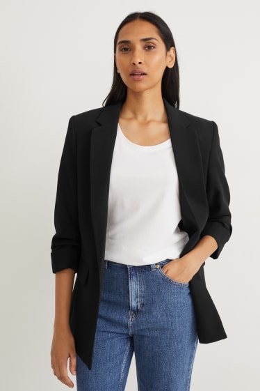 Dames - Blazer - relaxed fit - zwart